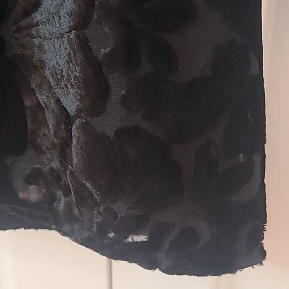 Talbots RSVP Black Velvet Floral Burnout Lined Blouse Tunic Top Size 2X - Picture 9 of 14